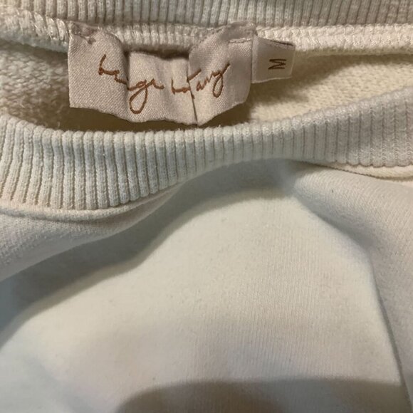 Beige Bontany Women Sweatshirt Cropped&Smocked Extra Long Sleeves Oversized M - Picture 7 of 9